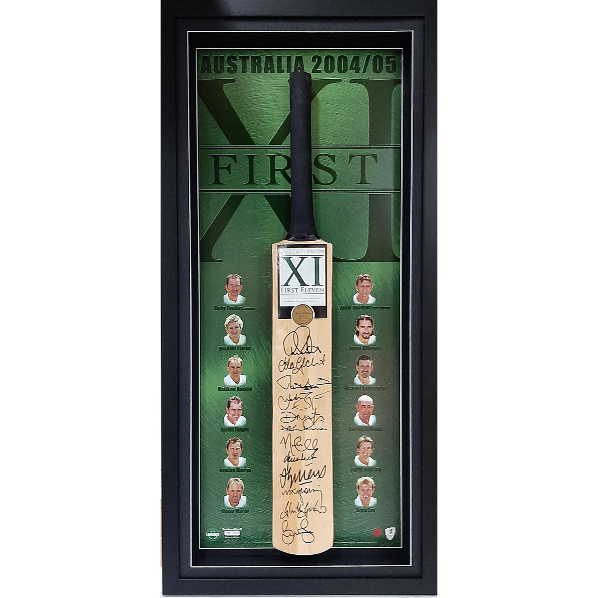Cricket – Australia First XI 2004/05 Signed & Framed Bat