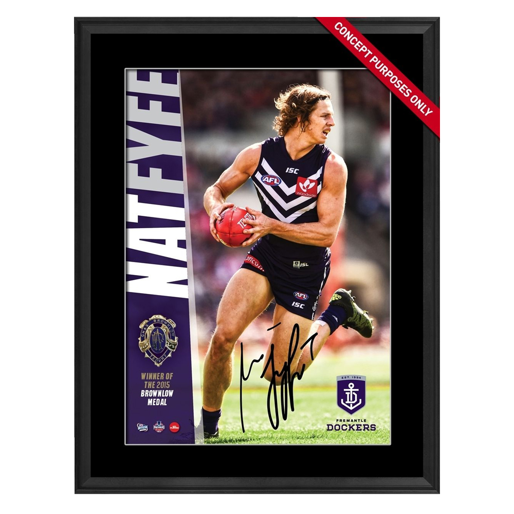 Fremantle Dockers – Nat Fyfe Signed & Framed 2015 Brownlow M...