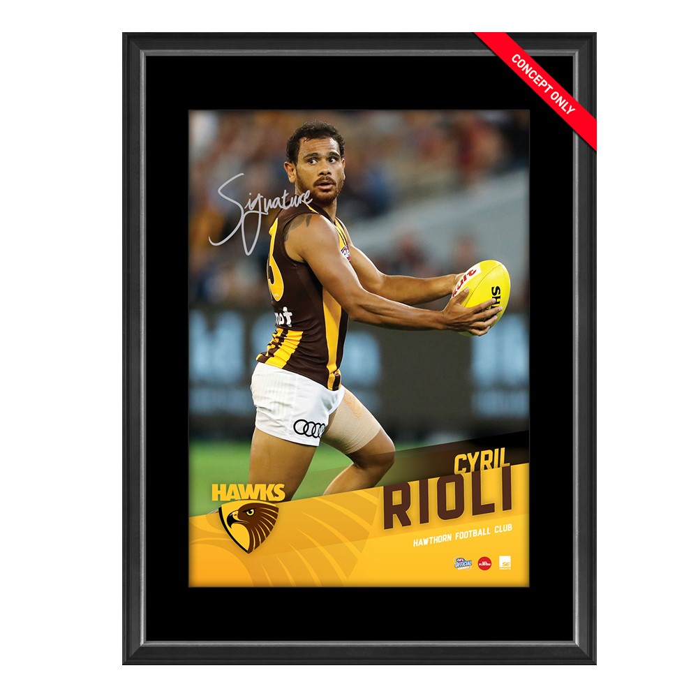 Hawthorn Hawks – Cyril Rioli Signed & Framed Vertiramic Pri...