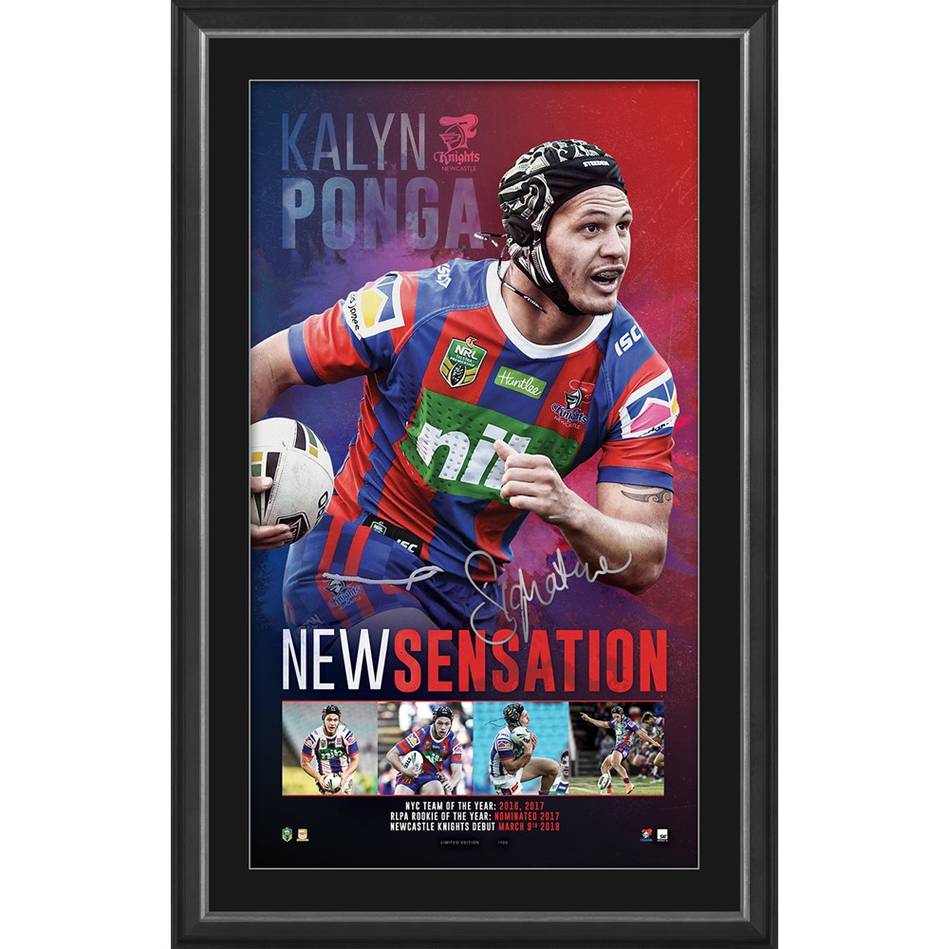 NRL – Newcastle Knights – Kalyn Ponga Signed and Framed &#...