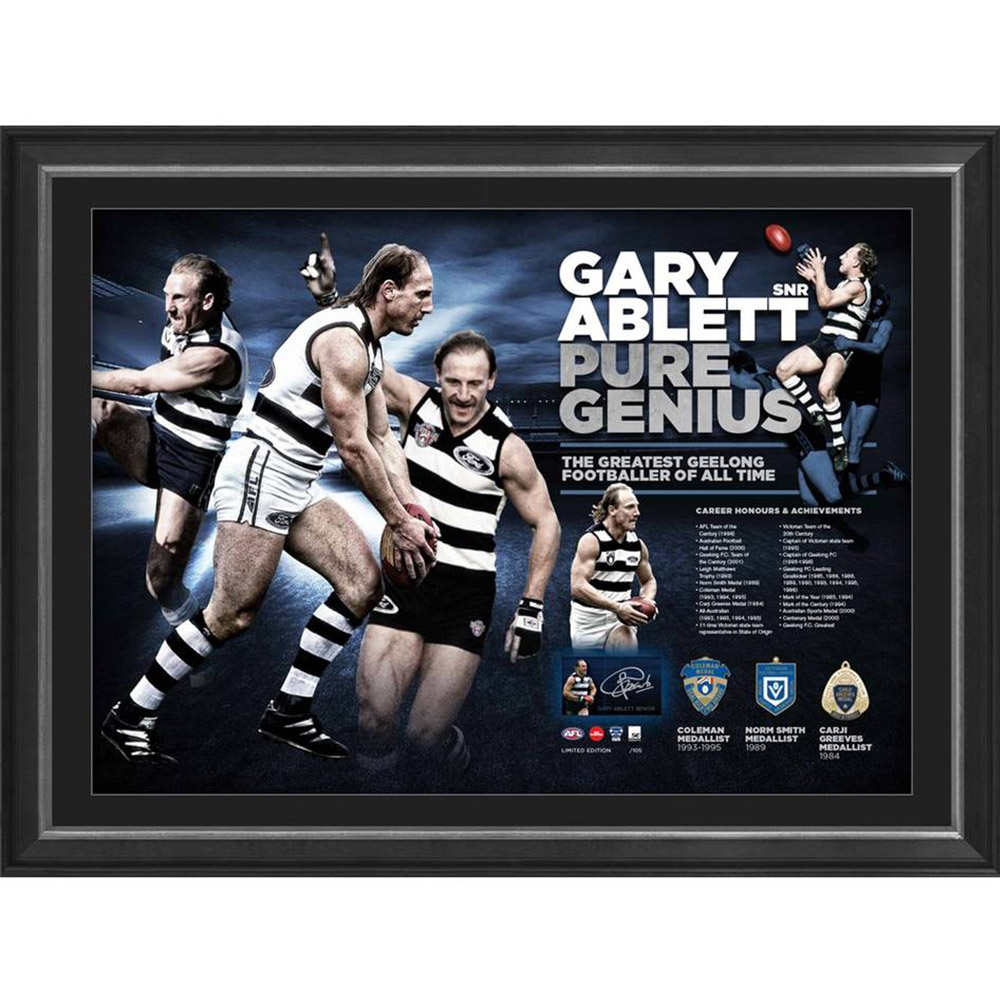 Geelong Cats – Gary Ablett Snr Pure Genius Signed & Framed L...