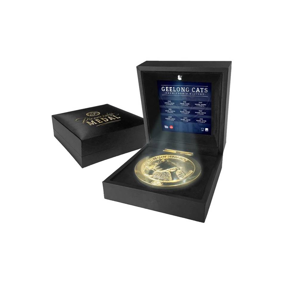 Geelong Cats – AFL Replica Premiership Medal With LED Light in C...