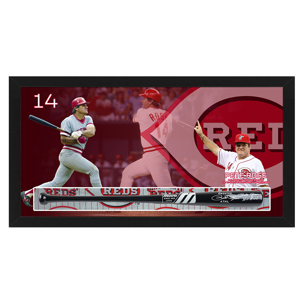 Baseball – Pete Rose Signed & Framed Mizuno Engraved Player...
