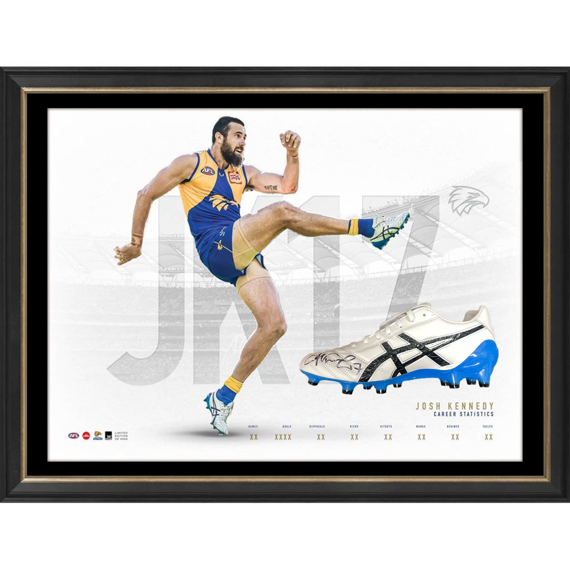 West Coast Eagles – JOSH KENNEDY Signed & Framed Asics Foot...
