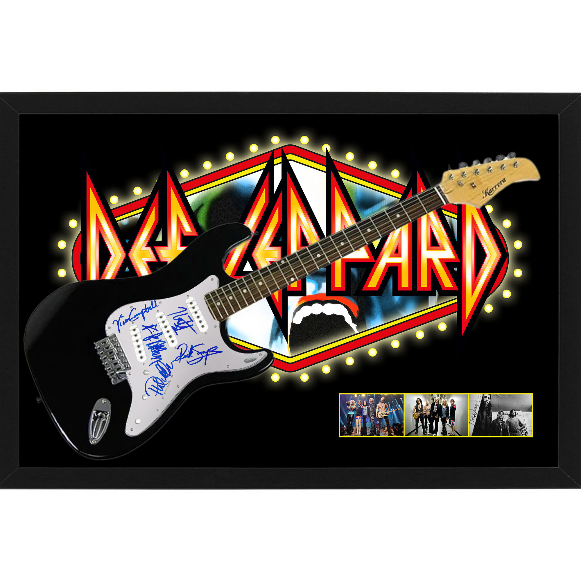 Music – Def Leppard Signed & Framed Guitar with Custom Back...