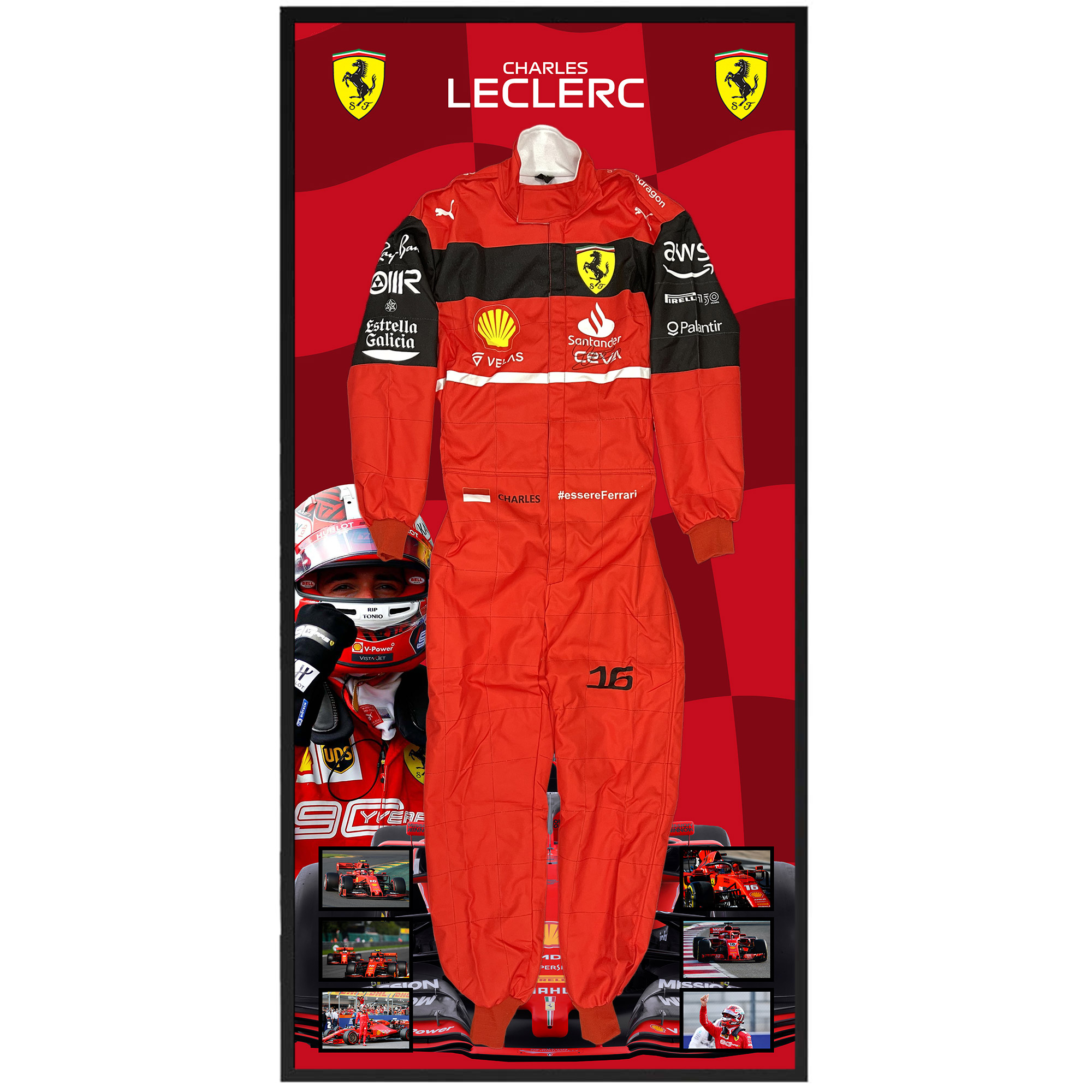 CHARLES LECLERC Signed & Framed Scuderia Ferrari F1 2022 Full Siz...