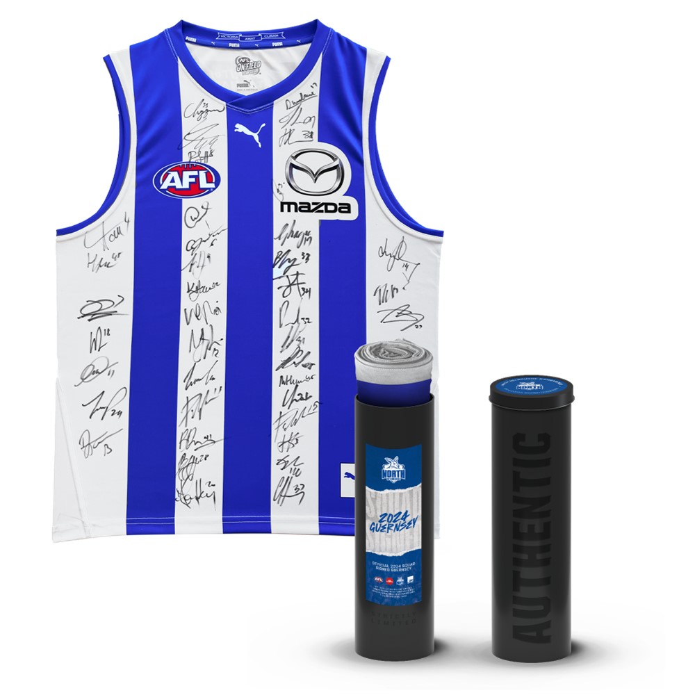 NORTH MELBOURNE FOOTBALL CLUB 2024 SQUAD SIGNED OFFICIAL GUERNSEY