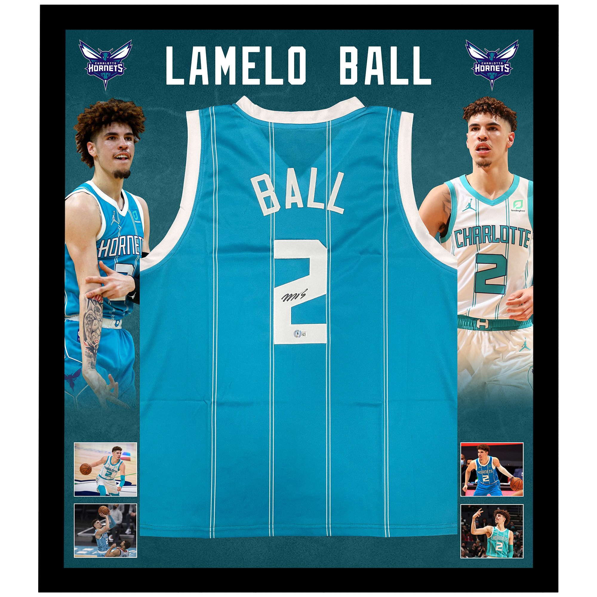 Basketball – LAMELO BALL Signed & Framed Charlotte Hornets ...