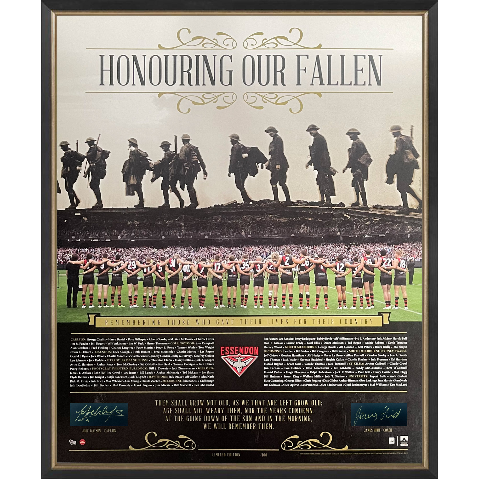Essendon Bombers – Jobe Watson & James Hird Signed Framed H...